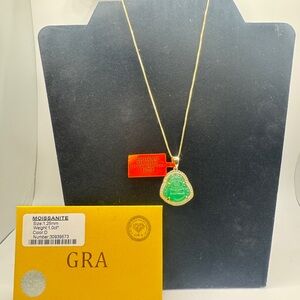 925 sterling sliver GENUINE GEMSTONE Green Jade Pendant Necklace